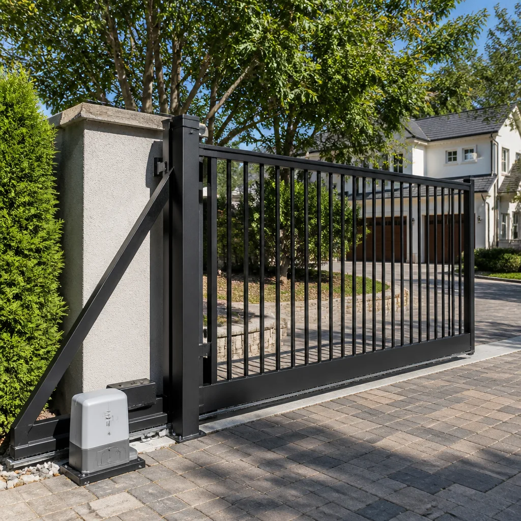 Sliding driveway gates